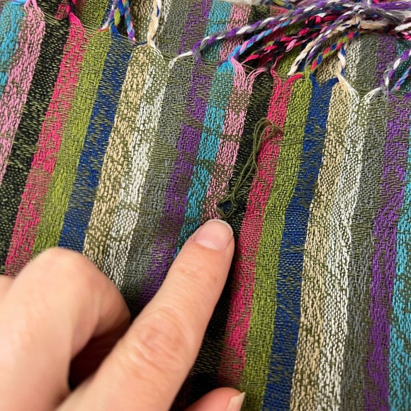 Striped Scarf Colorful Boho Classic Lagenlook - Picture 5 of 6